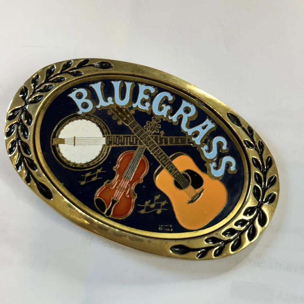 Blue Grass Solid Brass Belt Buckle made by Heritage